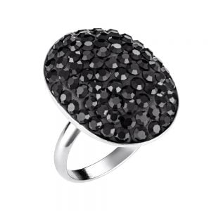 Δαχτυλίδι Ασημένιο 925 Οβάλ Με Μαύρες Πέτρες ASM-0143W