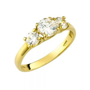 Χρυσό Δαχτυλίδι Κ14 Με Λευκές Πέτρες Ζιργκον MSD-20779G