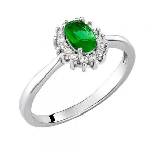 Δαχτυλίδι Ασημένιο 925 Ροζέτα Οβαλ Με Πράσινη Πέτρα ASZ-1053W