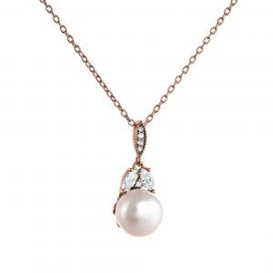 Κολιέ Ασημένιο Ροζ 925 Με Μαργαριτάρι ASZ-0202R