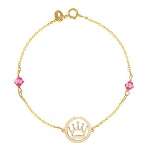 Βραχιόλι Παιδικό Χρυσό Κ14 Με Κορώνα IPB-20781G