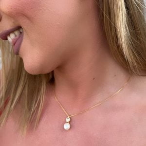 Κολιέ Ασημένιο 925 Επιχρυσωμένο Με Κύκλο & Μαργαριτάρι ASZ-1035G