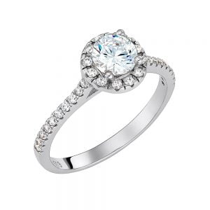 Μονόπετρο Δαχτυλίδι Λευκόχρυσο 14Κ MSD-10107W