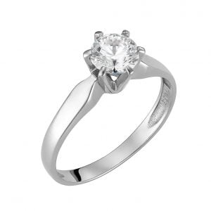 Μονόπετρο Δαχτυλίδι Λευκόχρυσο 14Κ MSD-10102W