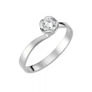Μονόπετρο Δαχτυλίδι Λευκόχρυσο Κ14 KBD-10140W