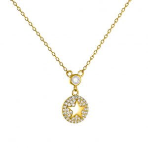 Κολιέ Ασημένιο 925 Κύκλος Με Αστεράκι ASZ-1029G