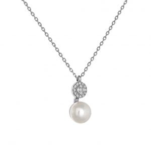 Κολιέ Ασημένιο 925 Με Κύκλο & Μαργαριτάρι ASZ-1035W