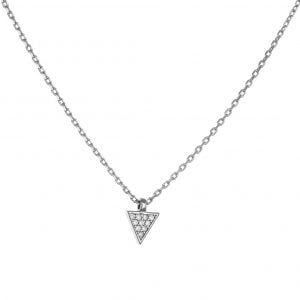 Κολιέ Ασημένιο 925 Τρίγωνο Μικρό Με Λευκέ Πέτρες Ζιργκον ASZ-1047W
