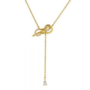 Κολιέ Ασημένιο 925 Επιχρυσωμένο Με Φιογκάκι ASZ-1050G