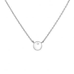 Κολιέ Ασημένιο 925 Μικρός Κύκλος Με Λευκή Πέτρα Ζιργκον ASZ-1031W