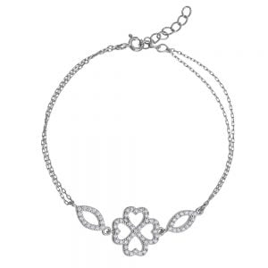 Βραχιόλι Ασημένιο 925 Τετράφυλλο Τριφύλλι ASZ-0061W