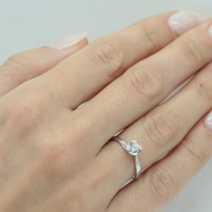 Μονόπετρο Δαχτυλίδι Λευκόχρυσο Κ14 KBD-10140W