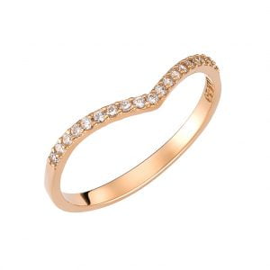 Δαχτυλίδι Ροζ Χρυσό K14 Με Λευκές Πέτρες Ζιργκον MSD-10268R