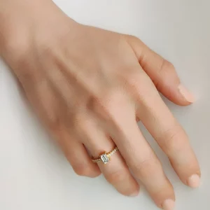 Γυναικείο Δαχτυλίδι Χρυσό 14Κ Με Λευκή Πέτρα Ζιργκον BAGUETTE MSD-20970Y