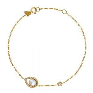 Βραχιόλι Χρυσό Κ14 Γυναικείο Δάκρυ Με Μαργαριτάρι TGB-20884Y