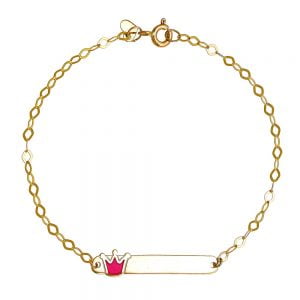 Ταυτότητα Παιδική Χρυσή Κ14 Με Κορώνα Με Σμάλτο TGT-20916Y