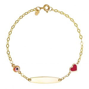 Ταυτότητα Παιδική Χρυσή Κ14 Με Καρδούλα & Ματάκι TGT-20917Y