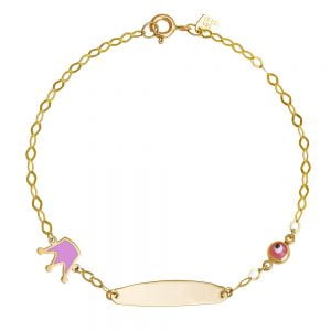 Ταυτότητα Παιδική Χρυσή Κ14 Με Κορώνα Ροζ TGT-20922Y