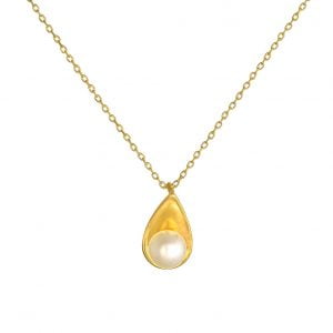 Κολιέ Χρυσό Κ14 Σε Σχήμα Δάκρυ Με Μαργαριτάρι IPS-20879Υ