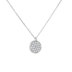Κολιέ Λευκόχρυσο Κ14 Κύκλος Με Λευκές Πέτρες Ζιργκον MSK-20155W