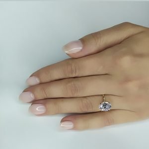 Μονόπετρο Δαχτυλίδι Χρυσό 14K Με Οβάλ Λευκή Πέτρα Ζιργκον MSD-21235Y