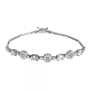 Βραχιόλι Λευκόχρυσο Κ14 Γυναικείο Με Λευκές Πέτρες Ζιργκόν MSB-20927W