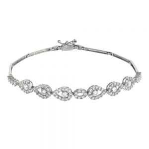 Βραχιόλι Λευκόχρυσο14Κ Γυναικείο Με Λευκές Πέτρες Ζιργκόν MSB-20932W