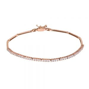 Βραχιόλι Ροζ Χρυσό Κ14 Γυναικείο Με Λευκές Πέτρες Ζιργκόν MSB-20624R