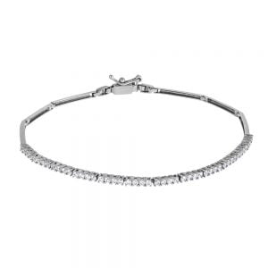 Βραχιόλι Λευκόχρυσο Κ14 Γυναικείο Με Λευκές Πέτρες Ζιργκόν MSB-20624W