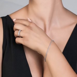 Βραχιόλι Ριβιέρα Λευκόχρυσο Κ14 Γυναικείο Με Λευκές Πέτρες Ζιργκόν MSB-20929W