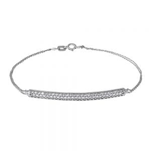 Βραχιόλι Λευκόχρυσο 14Κ Μπάρα Με Λευκές Πέτρες Ζιργκόν MSB-21241W