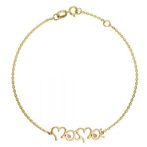 Βραχιόλι Χρυσό Κ14 Γυναικείο “mama” Με Καρδούλες KBB-21372Y