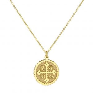Φυλαχτό “IC XC NI KA” Με Αλυσίδα Χρυσό Κ14 Με Ιδιαίτερο Σχεδιασμό Με Κύκλους Περιμετρικά TGS-21369Y