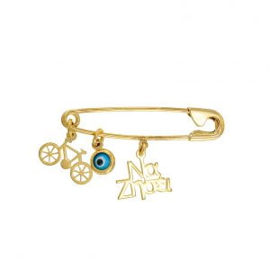 Παραμάνα Παιδική Ασημένια 925 Επιχρυσωμένη Με Ποδήλατο, Να Ζήσει  & Ματάκι TGP-21330Y