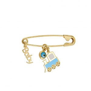 Παραμάνα Παιδική Ασημένια 925 Επιχρυσωμένη Με Τρενάκι, “baby” & Ματάκι TGS-21340Y