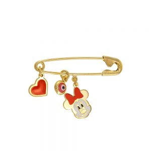 Παραμάνα Παιδική Ασημένια 925 Επιχρυσωμένη Με Την “minnie”, Καρδούλα & Ματάκι TGS-21333Y