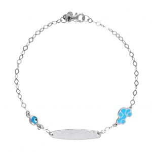 Ταυτότητα Παιδική Ασημένια 925 Επιπλατινωμένη Με Αυτοκινητάκι Με Μπλε Σμάλτο & Ματάκι TGS-21313W