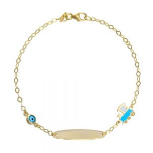 Ταυτότητα Παιδική Ασημένια 925 Επιχρυσωμένη Με Τρενάκι & Ματάκι TGS-21300Y