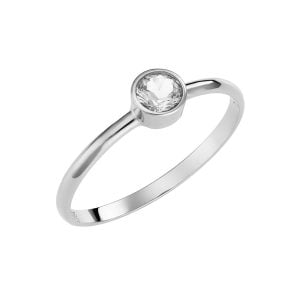 Λευκόχρυσο 14Κ Δαχτυλίδι Με Στρόγγυλη Λευκή Πέτρα Ζιργκόν KBD-21480W