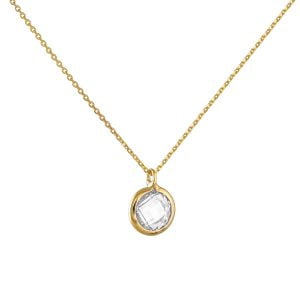Κολιέ Χρυσό Κ14 Με Στρόγγυλη Λευκή Πέτρα Ζιργκον IPK-21458Y
