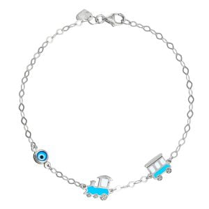 Βραχιόλι Ασημένιο 925 Με Τρενάκι Με Σμάλτο & Ματάκι TGS-21287W
