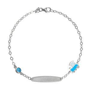 Ταυτότητα Παιδική Ασημένια 925 Επιπλατινωμένη Με Τρενάκι & Ματάκι TGS-21300W