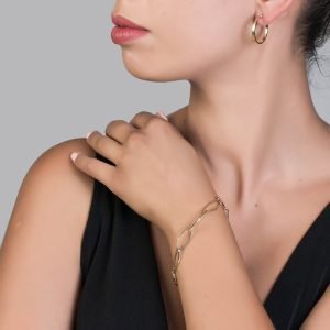 Σκουλαρίκια Κ14 Τετράγωνοι Χρυσοί Κρίκοι Λουστρέ AFS-21464Y