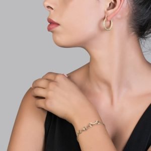 Σκουλαρίκια Κ14 Χρυσοί Κρίκοι Διαμανταρησμένοι AMS-21460Y