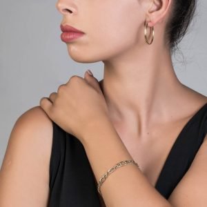 Βραχιόλι Αλυσίδα Γυναικεία Χρυσό 14Κ Με Λουστρέ & Ζαγρέ Κρίκους AFS-21469Y