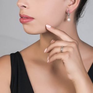 Σκουλαρίκια Ασημένια 925 Ροζ Χρυσά Στριφτά Κρικάκια Με Πέρλα ASZ-21411R