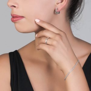 Βραχιόλι Ασημένιο 925 Ριβιέρα Με Λευκές Πέτρες Ζιργκον ASZ-21428W