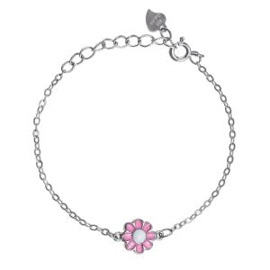 Βραχιόλι Ασημένιο 925 Με Μαργαρίτα Με Σμάλτο ASZ-21431W