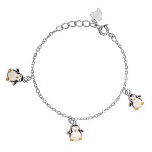 Βραχιόλι Ασημένιο 925 Με Πιγκουινάκια Με Σμάλτο ASZ-21429W