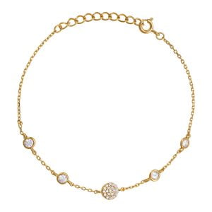 Βραχιόλι Ασημένιο 925 Επιχρυσωμένο Με Λευκές Πέτρες Ζιργκον ASZ-21422Υ